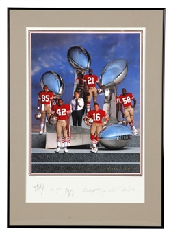 San Francisco 49ers 4-Time Super Bowl Champions Lithograph Signed By 6 Including Montana and Lott